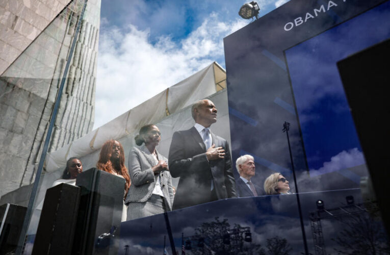 Obama’s presidential centre opens in Chicago with call to defend democracy