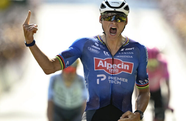 Mathieu Van der Poel overcomes heat to win Tour de France stage nine