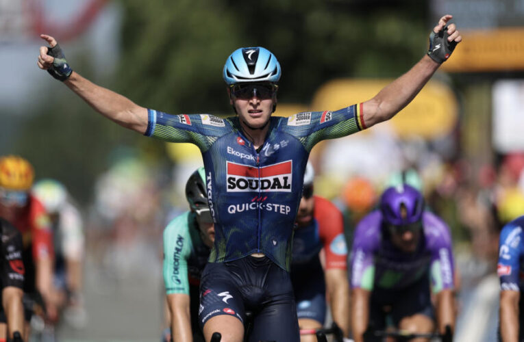 Belgian rider Tim Merlier wins eighth stage of Tour de France in bunch sprint