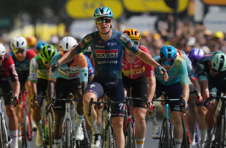 Belgian rider Tim Merlier wins Tour de France seventh stage in sprint finish